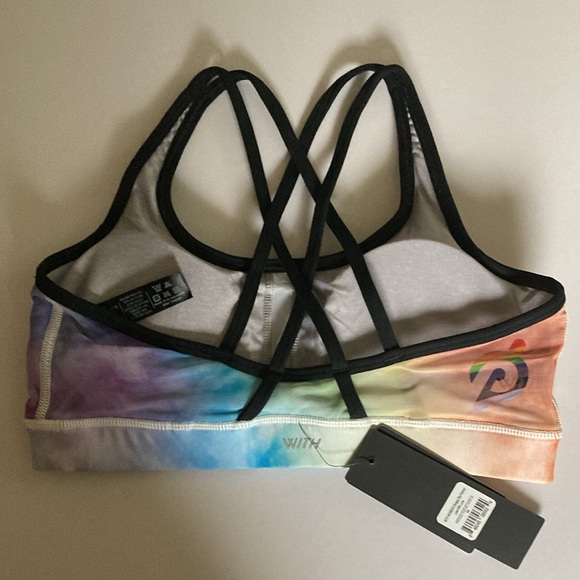 Peloton WITH Strappy Sports Bra Lead With Love Rainbow Tie Dye Size M - Picture 2 of 8